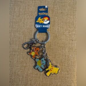 Pokemon Pikachu Charmander Squirtle Keychain Key Ring 2016 Nintendo NEW